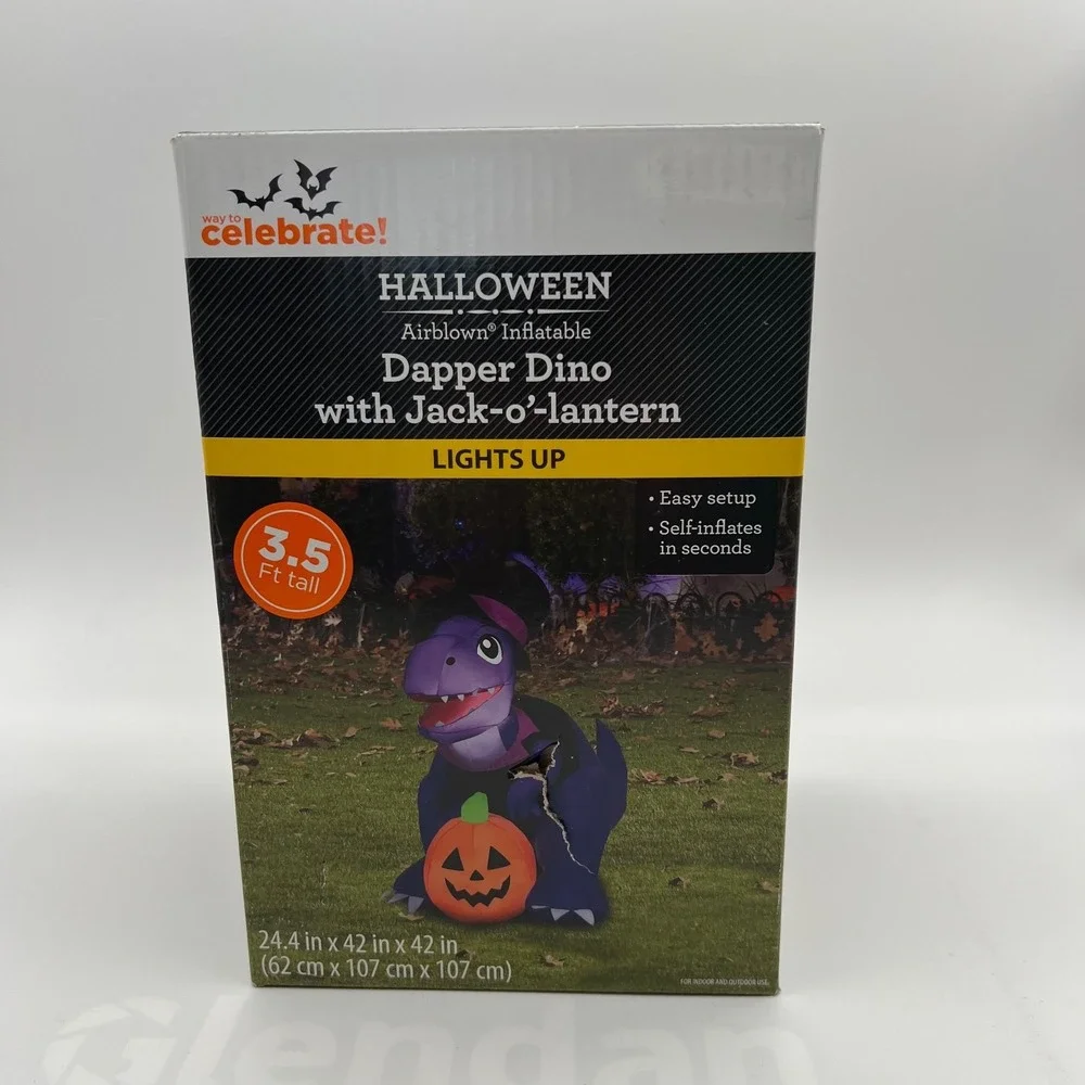 Way To Celebrate Dapper Dino 3.5 Ft Halloween Airblown Inflatable Lights Up‎